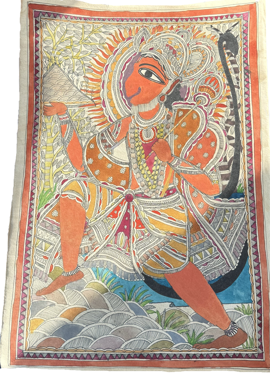 Madhubani Hanuman – Sacred Folk Art Painting
